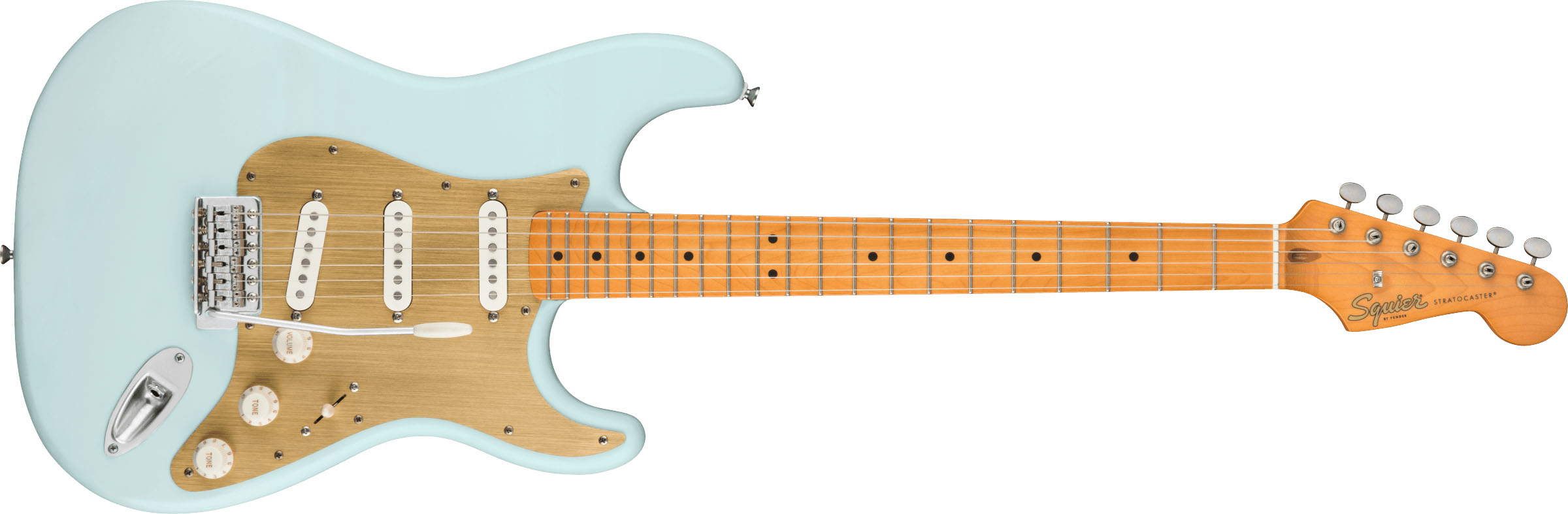 40th Anniversary Stratocaster®, Vintage Edition, Maple Fingerboard, Gold Anodized Pickguard, Satin Sonic Blue - Image 2