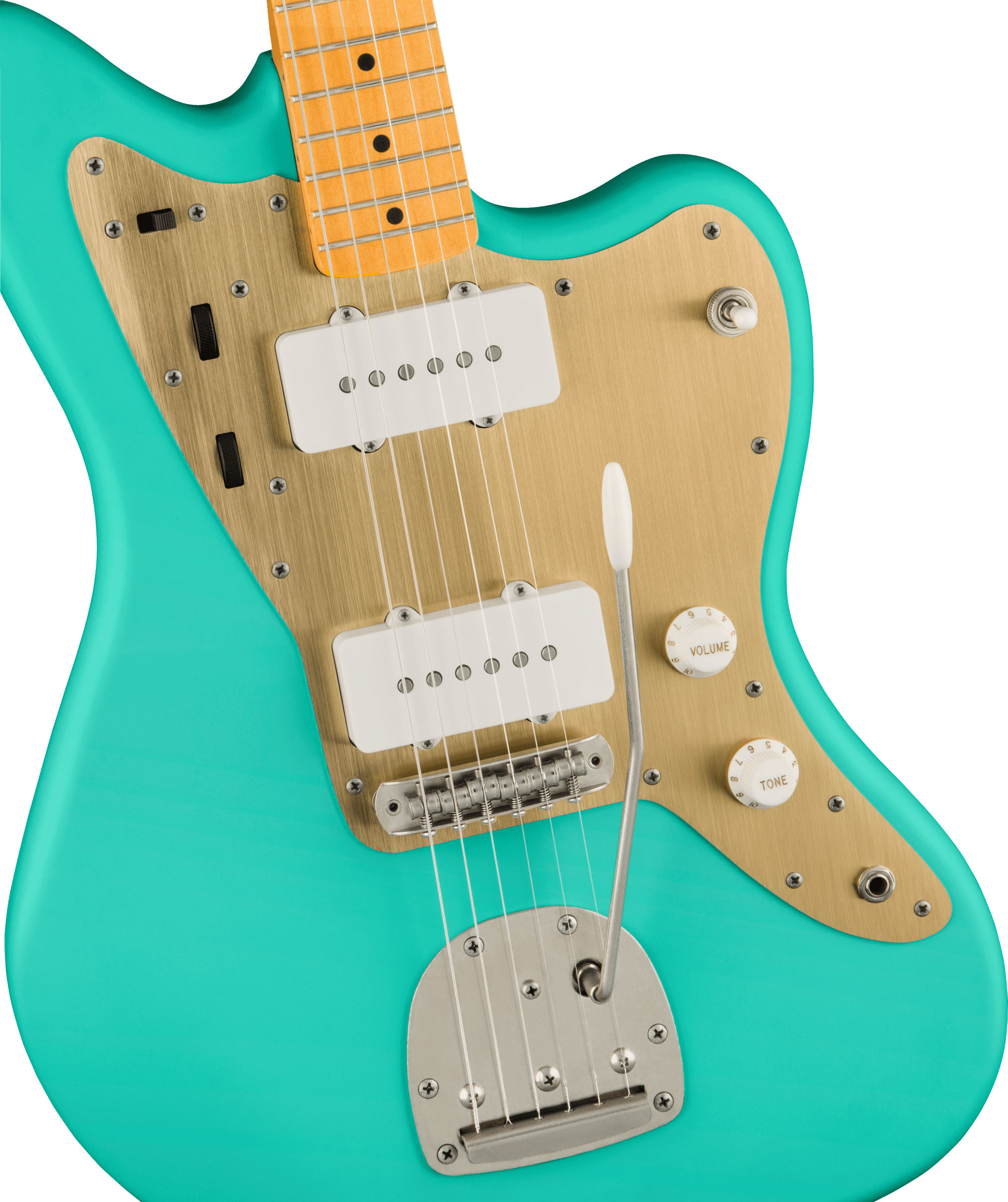 40th Anniversary Jazzmaster®, Vintage Edition, Maple Fingerboard, Gold Anodized Pickguard, Satin Sea Foam Green - Image 4