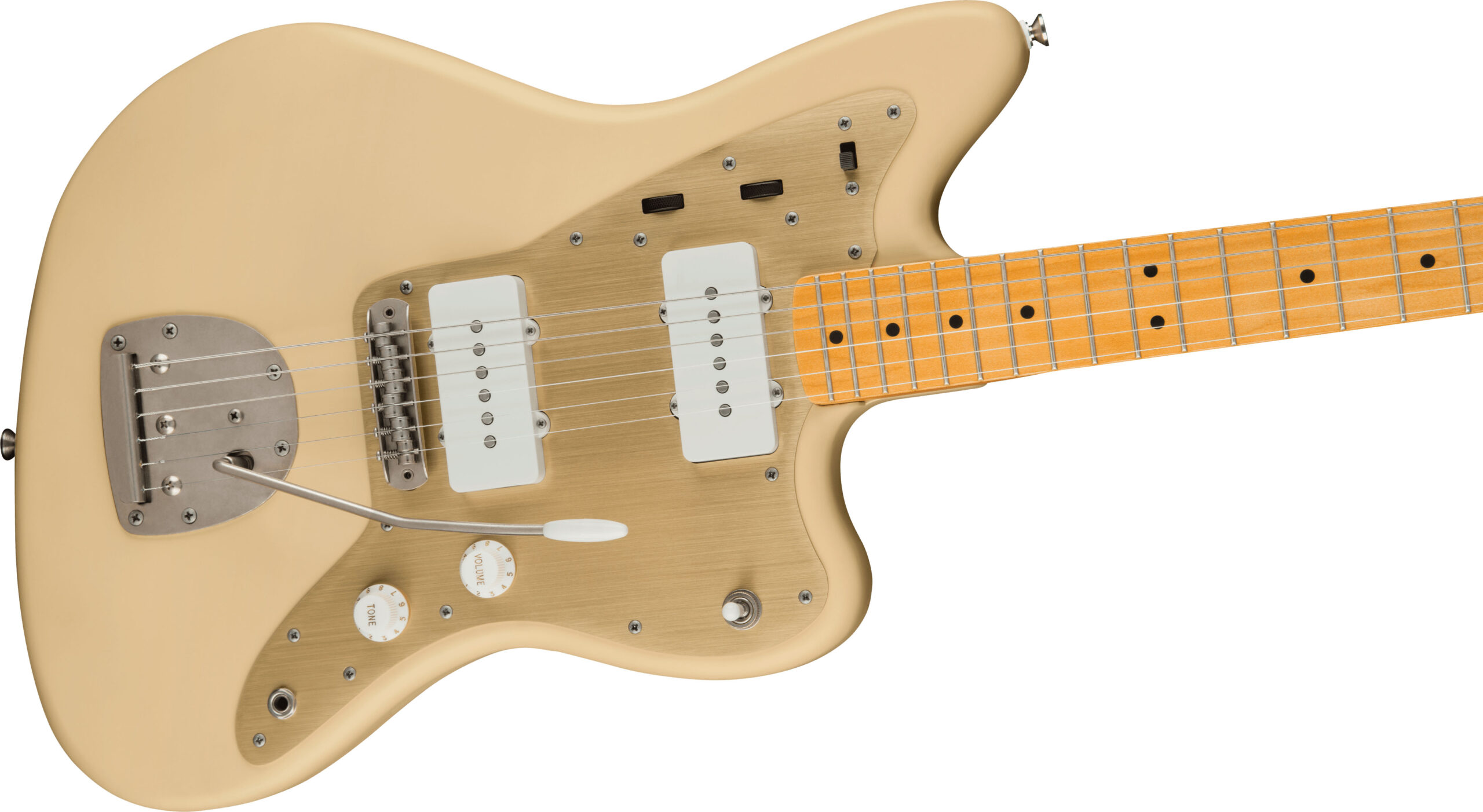 40th Anniversary Jazzmaster®, Vintage Edition, Maple Fingerboard, Gold Anodized Pickguard, Satin Desert Sand - Image 5