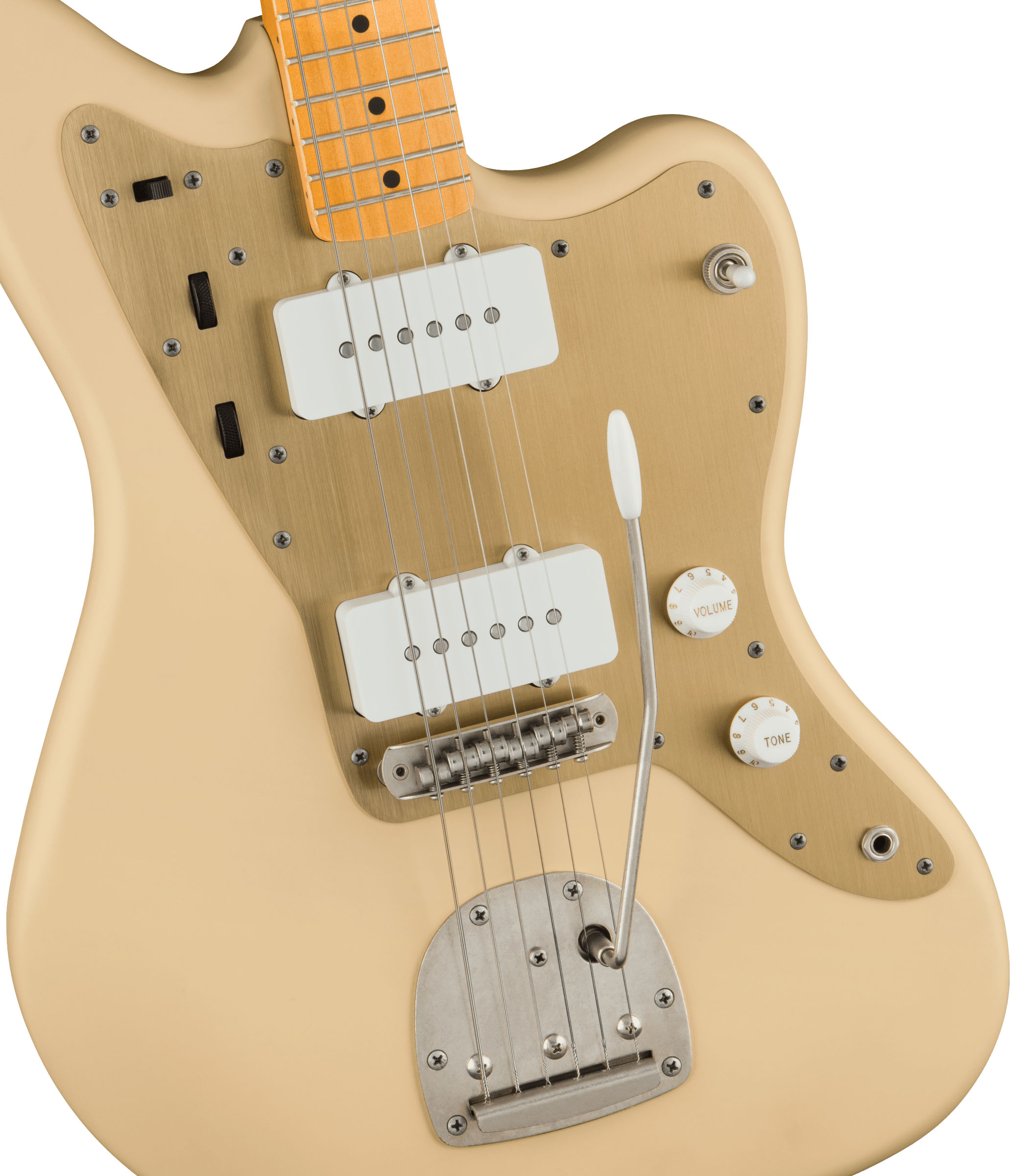 40th Anniversary Jazzmaster®, Vintage Edition, Maple Fingerboard, Gold Anodized Pickguard, Satin Desert Sand - Image 4