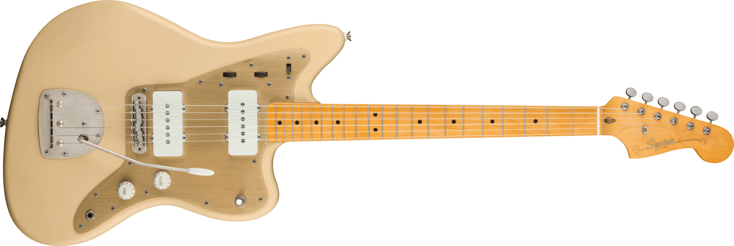 40th Anniversary Jazzmaster®, Vintage Edition, Maple Fingerboard, Gold Anodized Pickguard, Satin Desert Sand - Image 2