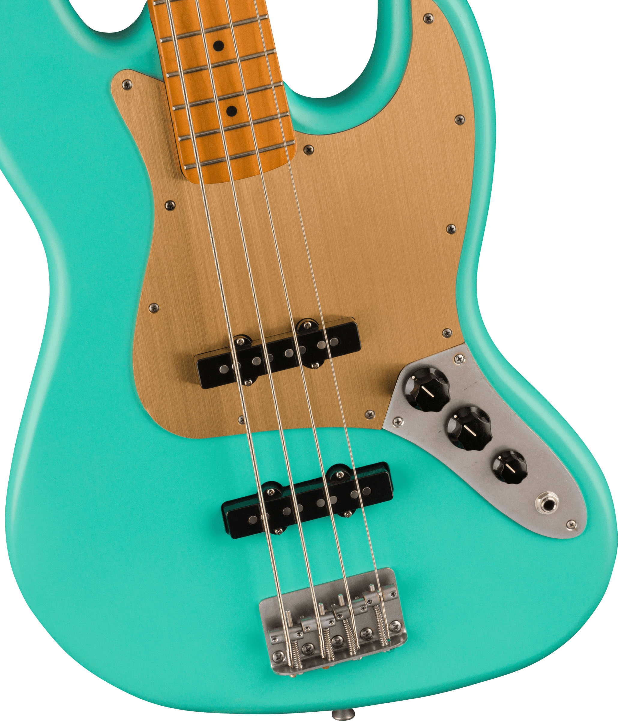 40th Anniversary Jazz Bass®, Vintage Edition, Maple Fingerboard, Gold Anodized Pickguard, Satin Sea Foam Green - Image 4