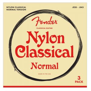 Nylon Acoustic Strings, 100 Clear/Silver, Tie End, Gauges .028-.043, 3-Pack