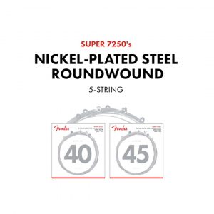 7250 Bass Strings, Nickel Plated Steel, Long Scale, 7250-5L .040-.115 Gauges, (5)
