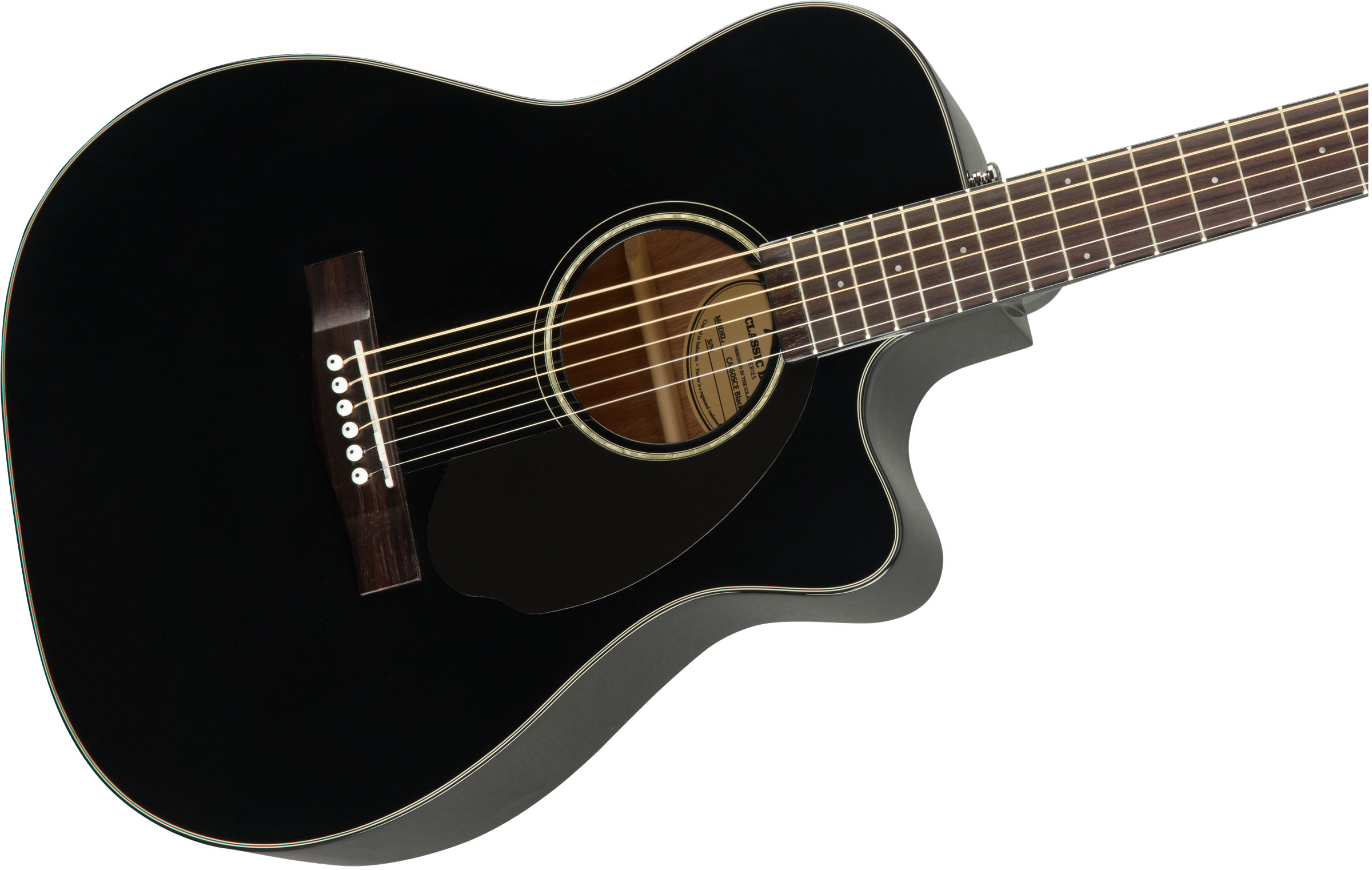 CC-60SCE Concert, Walnut Fingerboard, Black - Image 6
