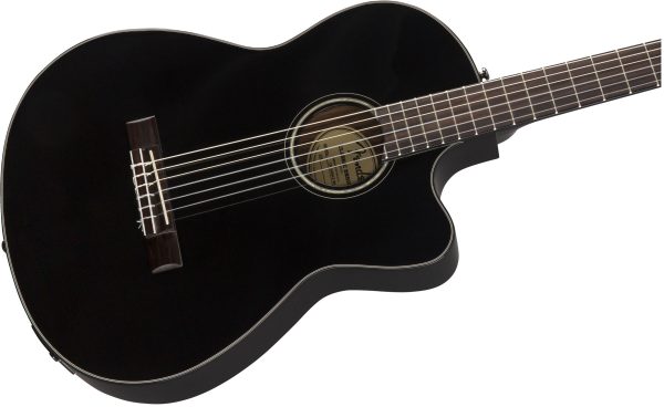 CN-140SCE Nylon Thinline, Walnut Fingerboard, Black w/case - Image 6