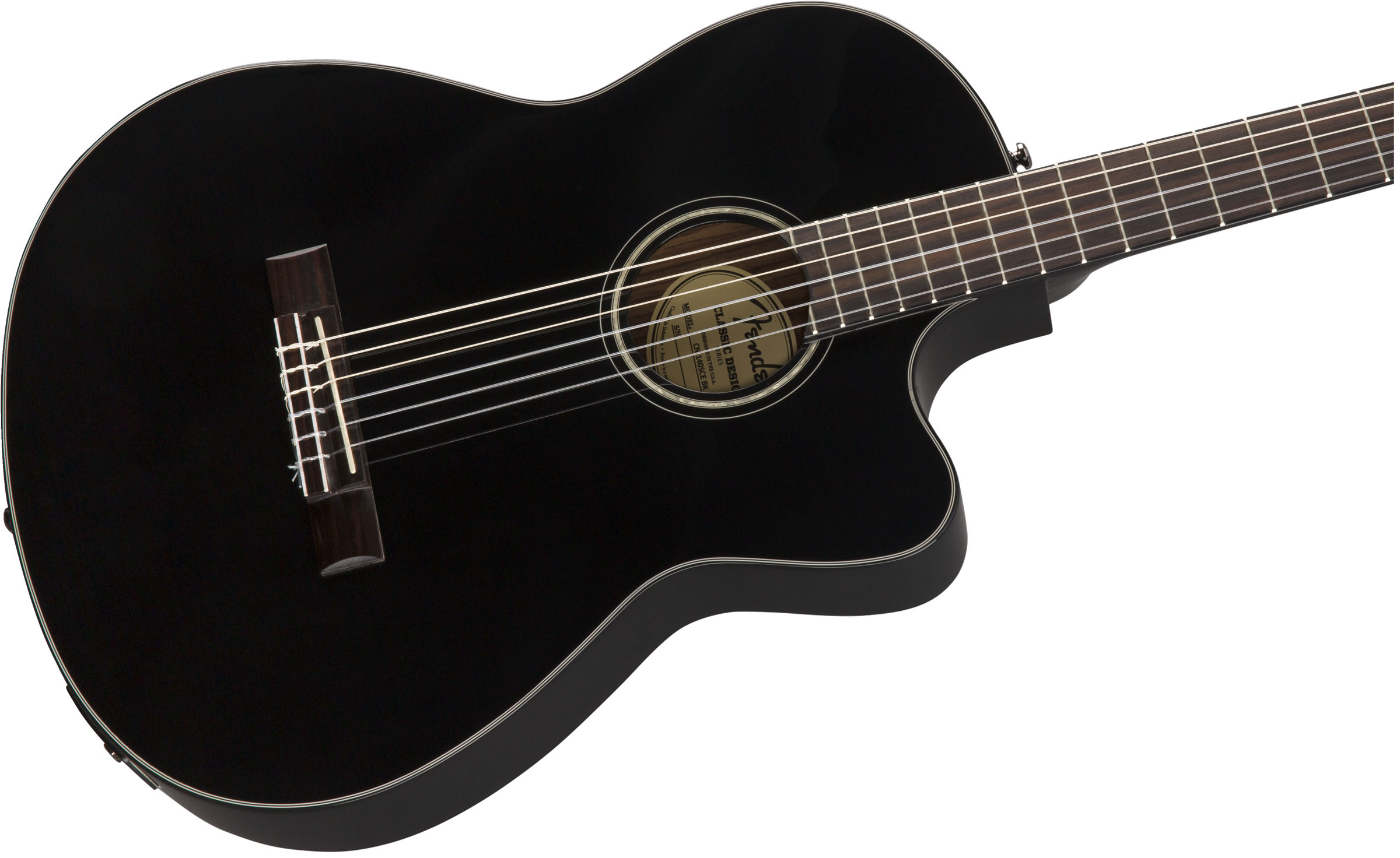 CN-140SCE Nylon Thinline, Walnut Fingerboard, Black w/case - Image 6