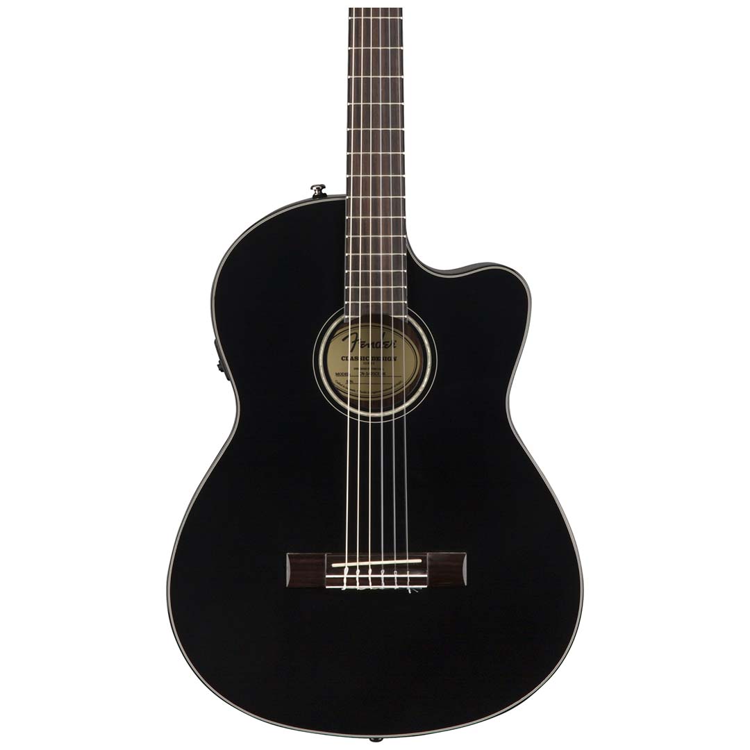 CN-140SCE Nylon Thinline, Walnut Fingerboard, Black w/case