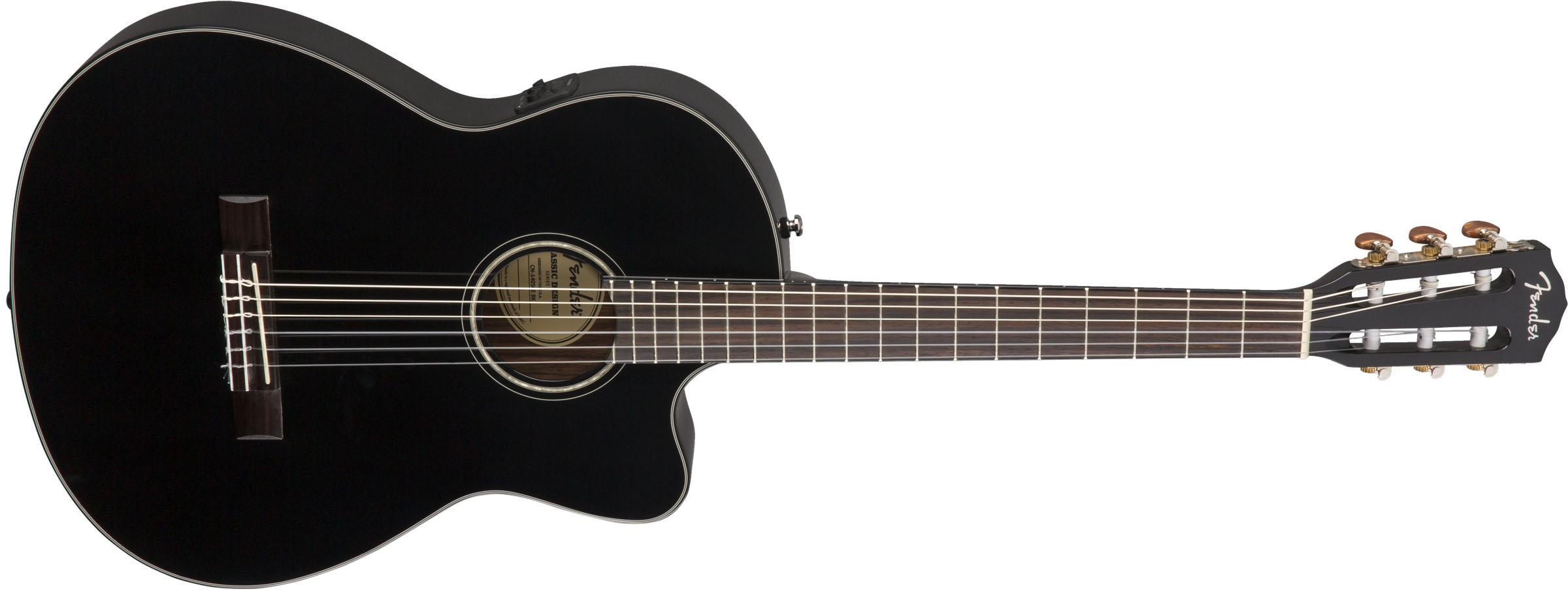 CN-140SCE Nylon Thinline, Walnut Fingerboard, Black w/case - Image 4