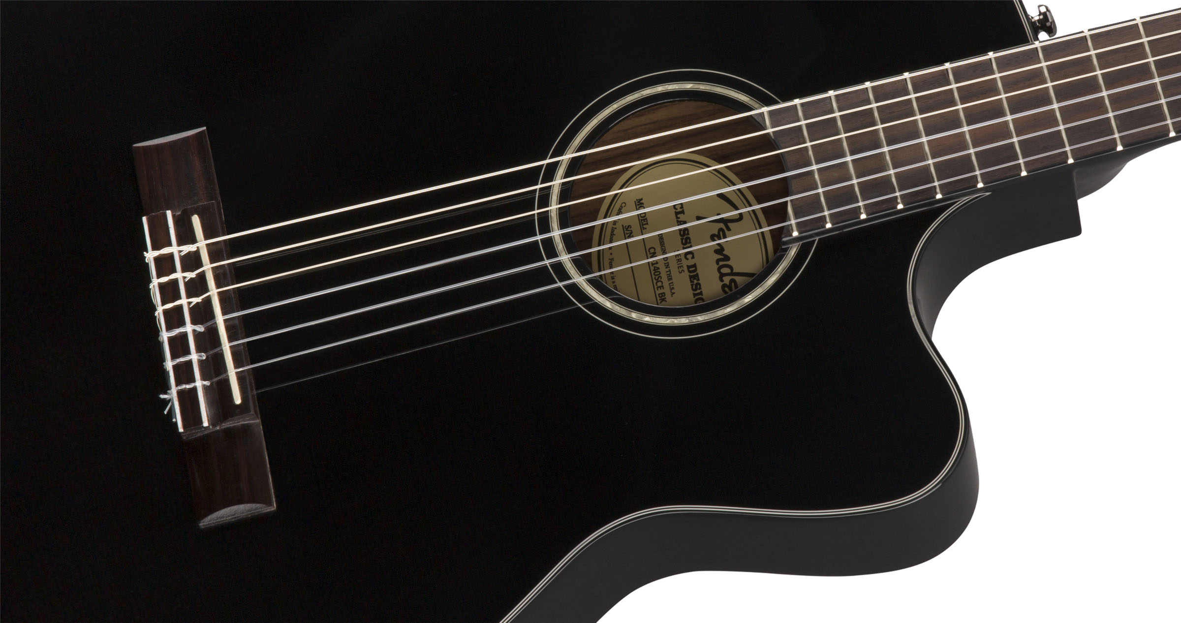 CN-140SCE Nylon Thinline, Walnut Fingerboard, Black w/case - Image 5