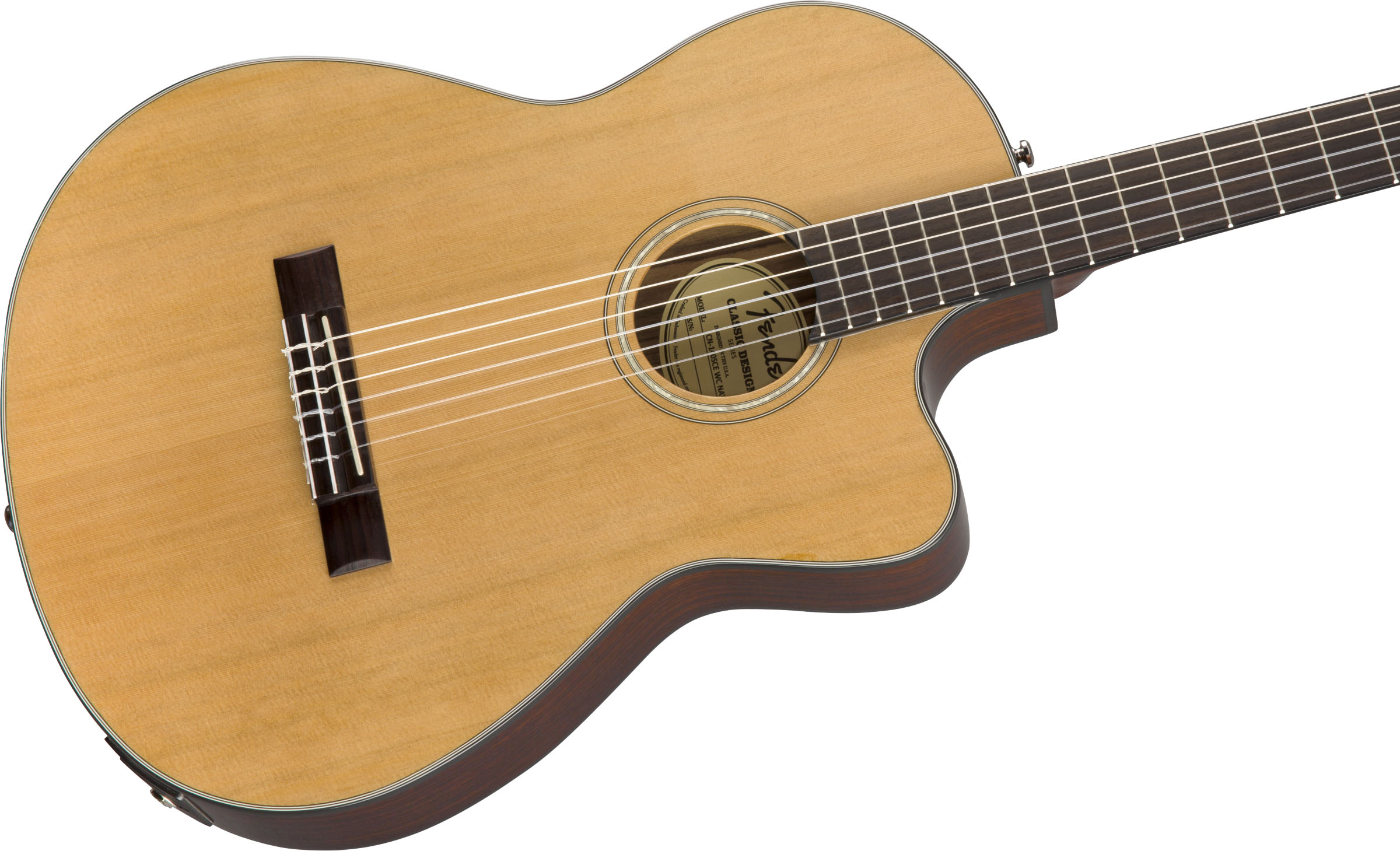 CN-140SCE Nylon Thinline, Walnut Fingerboard, Natural w/Case - Image 6
