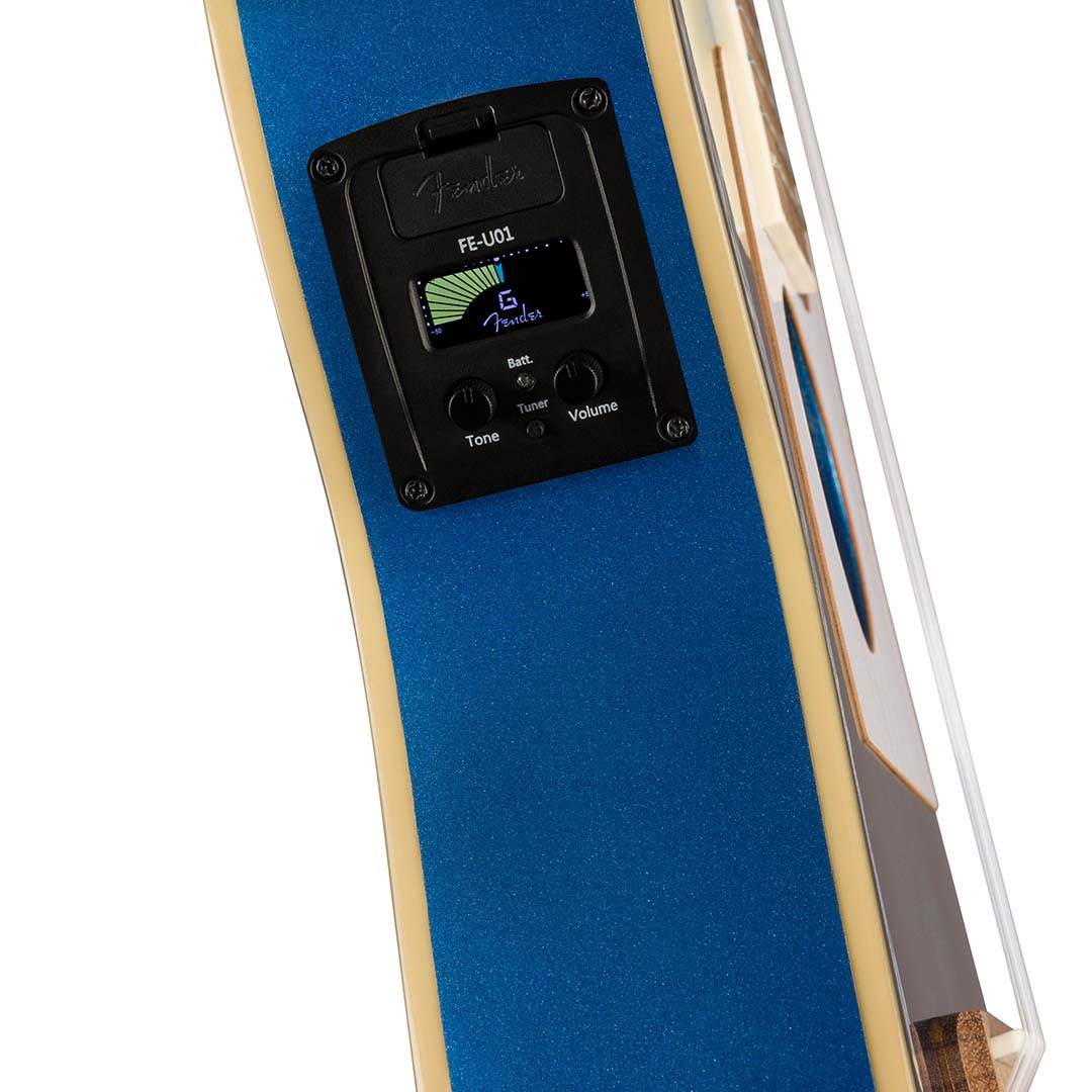 Fullerton Tele® Uke, Walnut Fingerboard, White Pickguard, Lake Placid Blue - Image 8