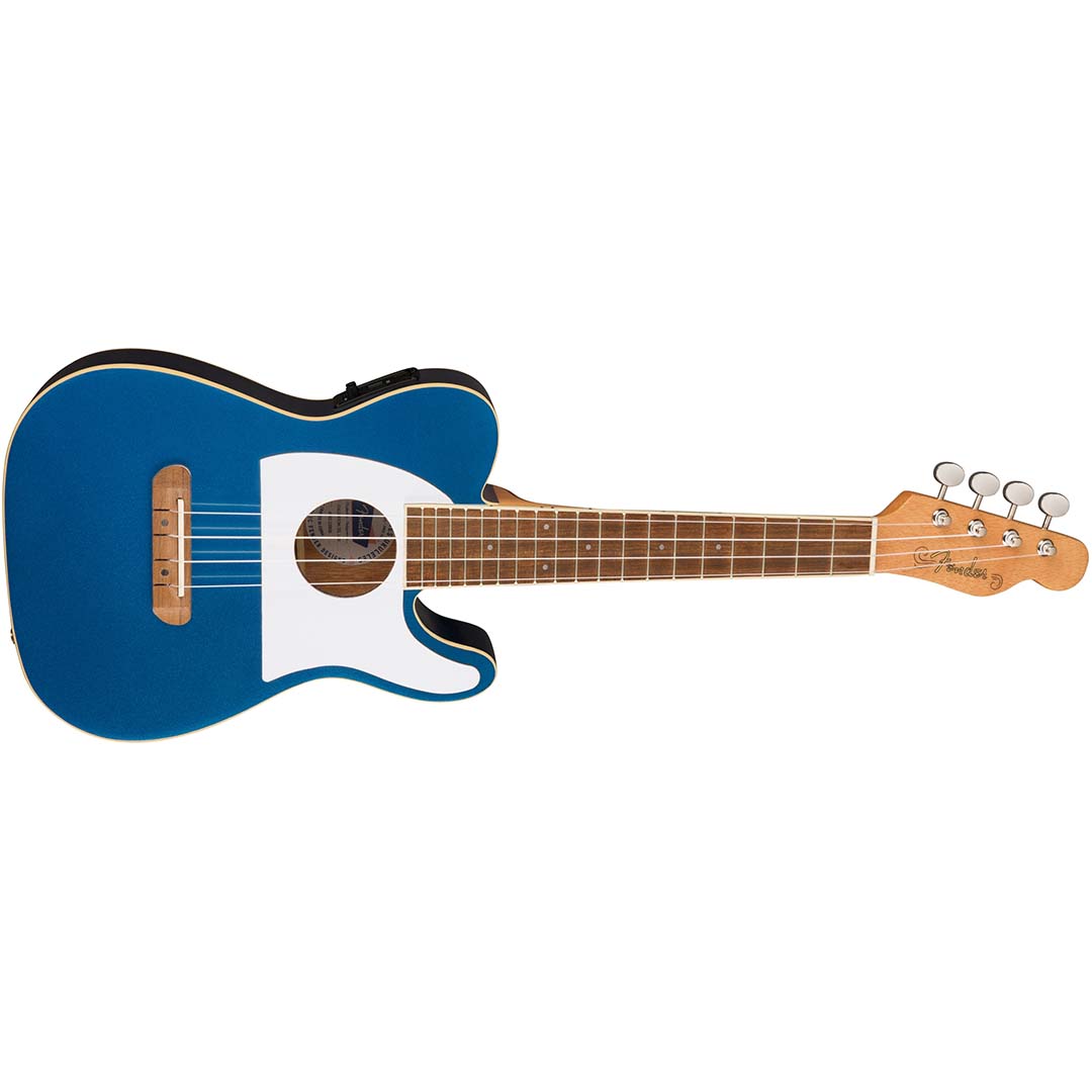 Fullerton Tele® Uke, Walnut Fingerboard, White Pickguard, Lake Placid Blue - Image 4