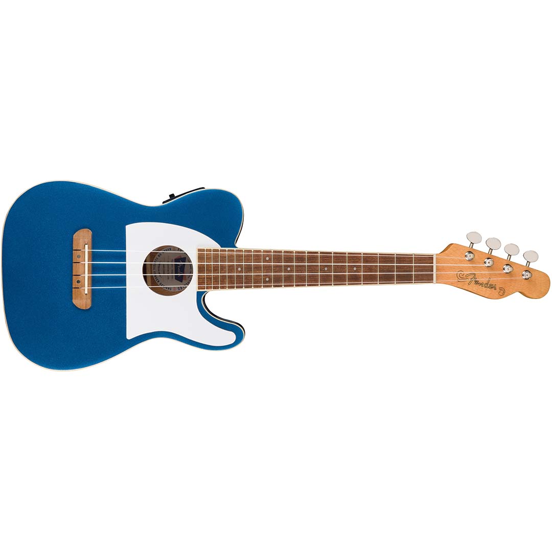 Fullerton Tele® Uke, Walnut Fingerboard, White Pickguard, Lake Placid Blue - Image 2