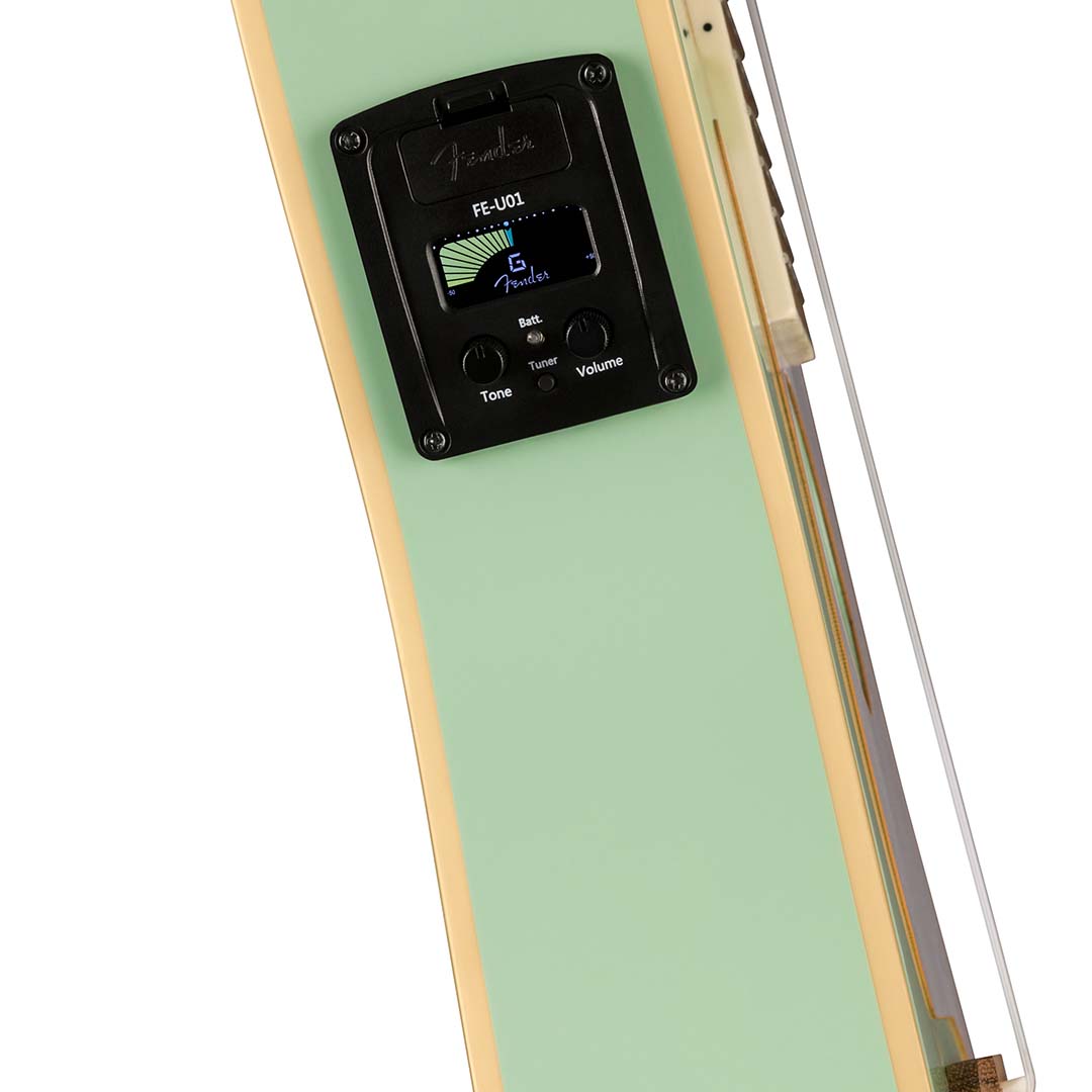 Fullerton Strat® Uke, Walnut Fingerboard, White Pickguard, Surf Green - Image 8