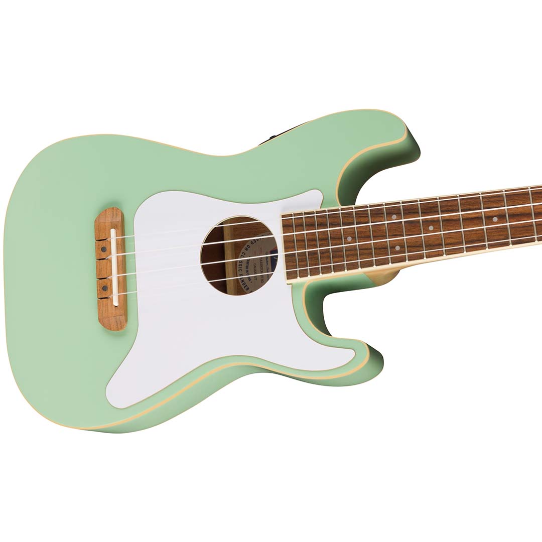 Fullerton Strat® Uke, Walnut Fingerboard, White Pickguard, Surf Green - Image 5