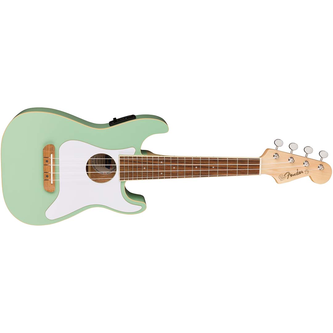 Fullerton Strat® Uke, Walnut Fingerboard, White Pickguard, Surf Green - Image 4