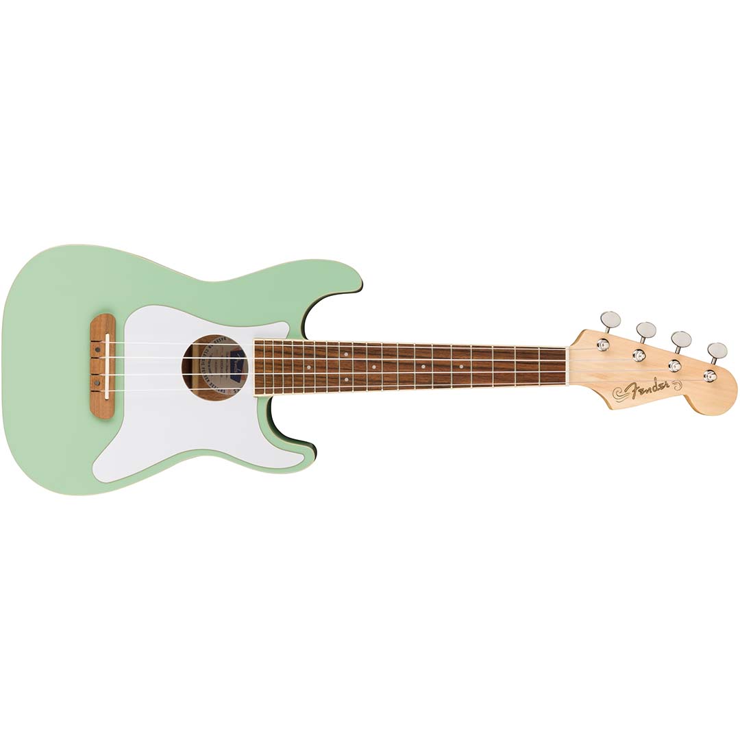 Fullerton Strat® Uke, Walnut Fingerboard, White Pickguard, Surf Green - Image 2