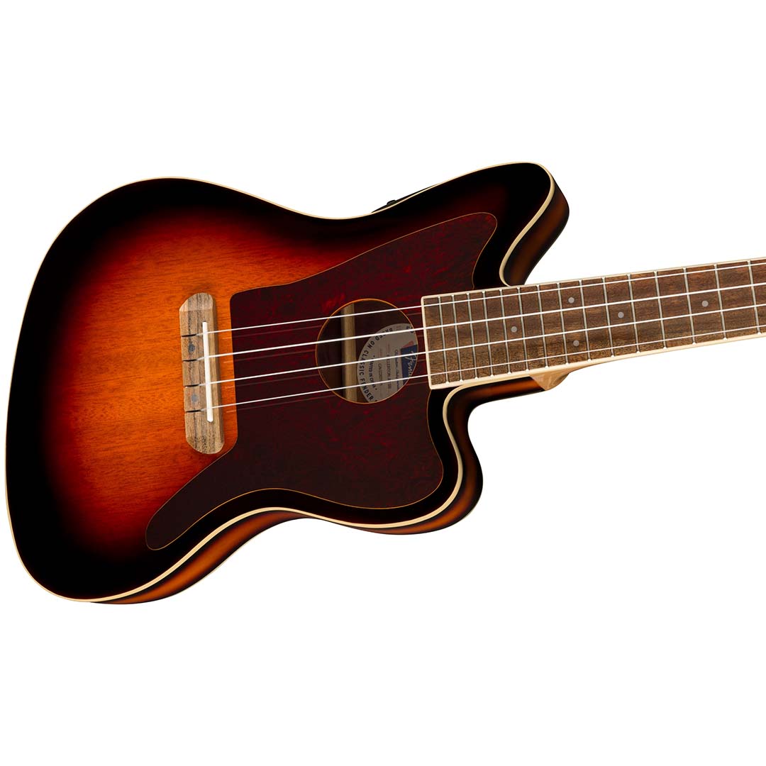 Fullerton Jazzmaster® Uke, Walnut Fingerboard, Tortoiseshell Pickguard, 3-Color Sunburst - Image 5