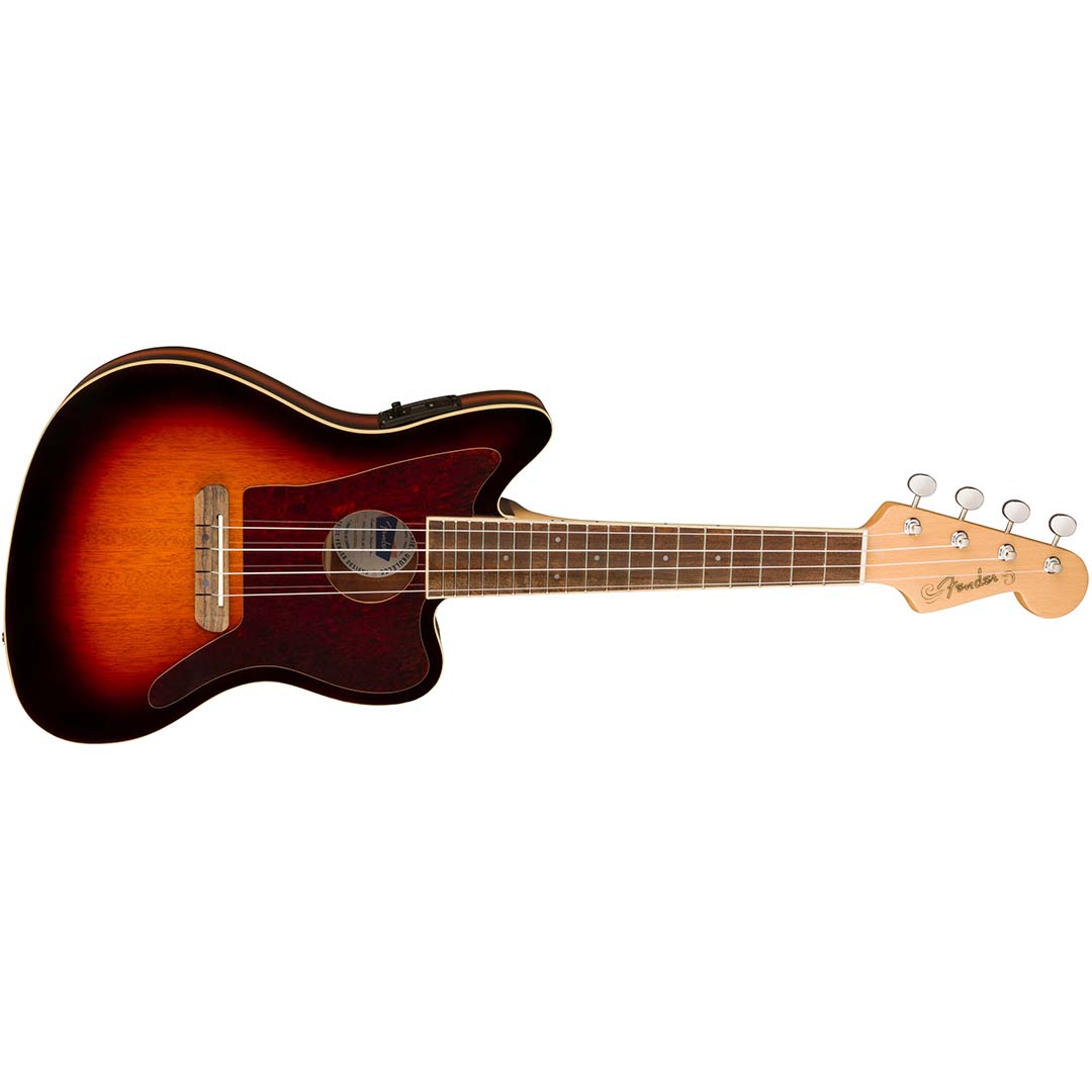 Fullerton Jazzmaster® Uke, Walnut Fingerboard, Tortoiseshell Pickguard, 3-Color Sunburst - Image 4