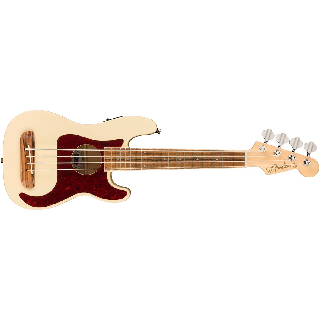 Fullerton Precision Bass® Uke, Walnut Fingerboard, Tortoiseshell Pickguard, Olympic White - Image 2