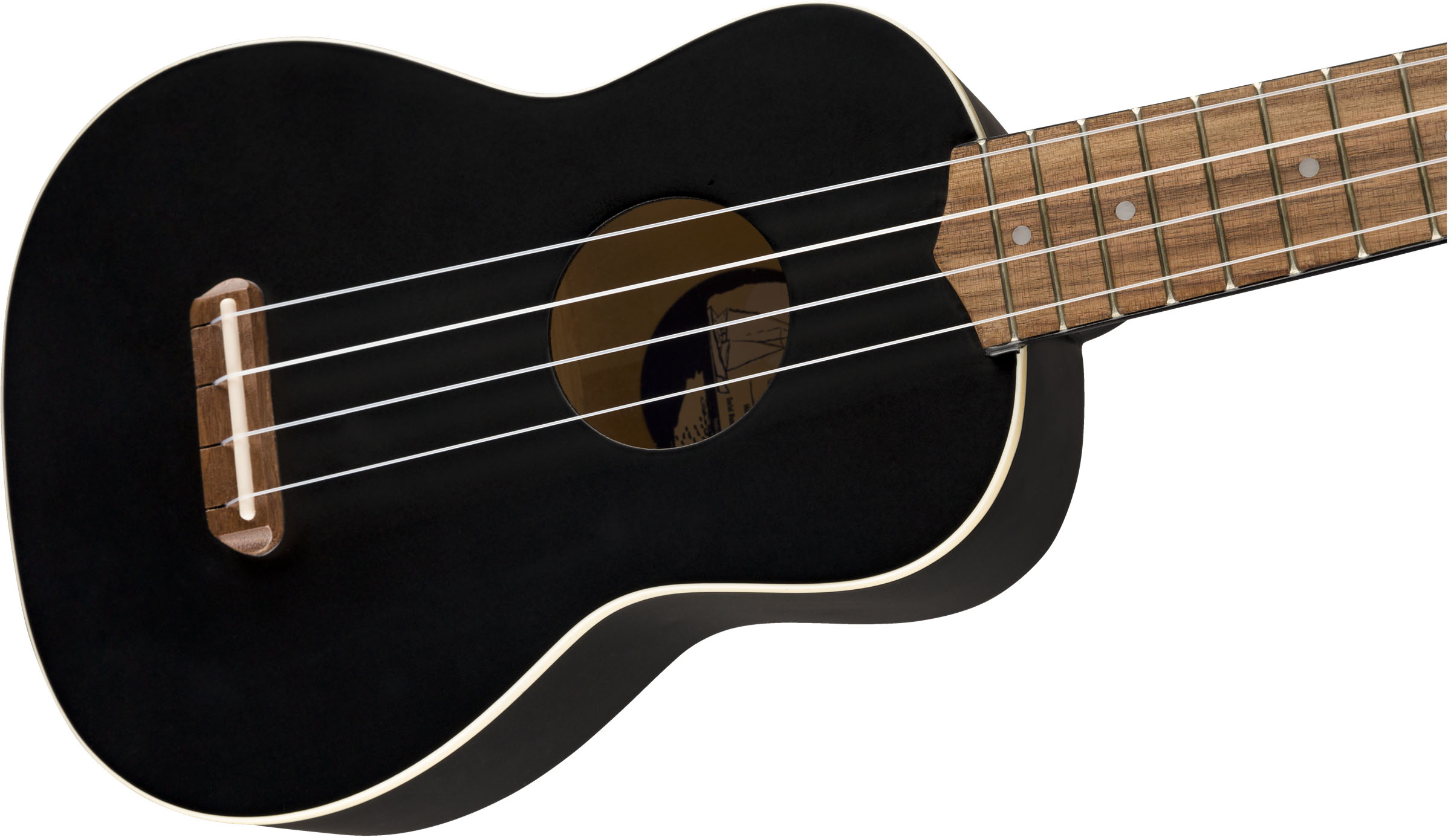 Venice Soprano Uke, Walnut Fingerboard, Black - Image 6