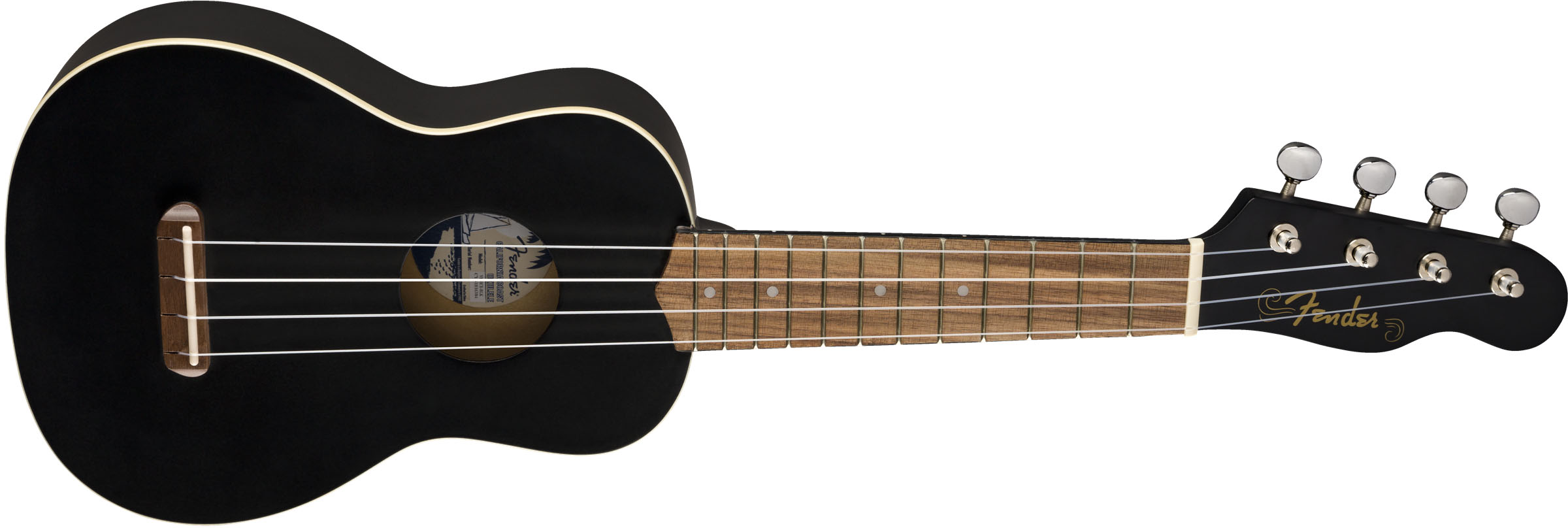 Venice Soprano Uke, Walnut Fingerboard, Black - Image 4