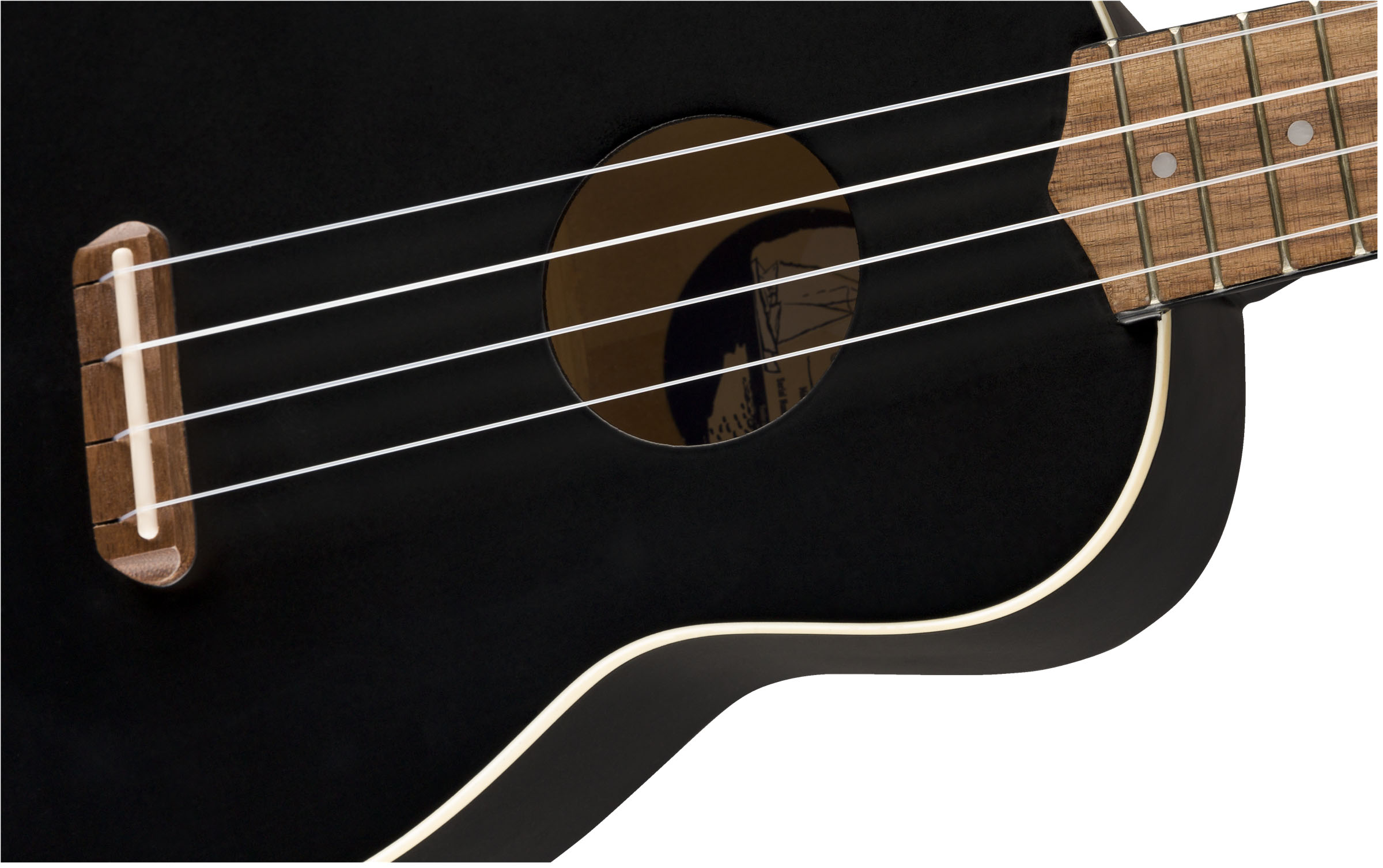 Venice Soprano Uke, Walnut Fingerboard, Black - Image 5