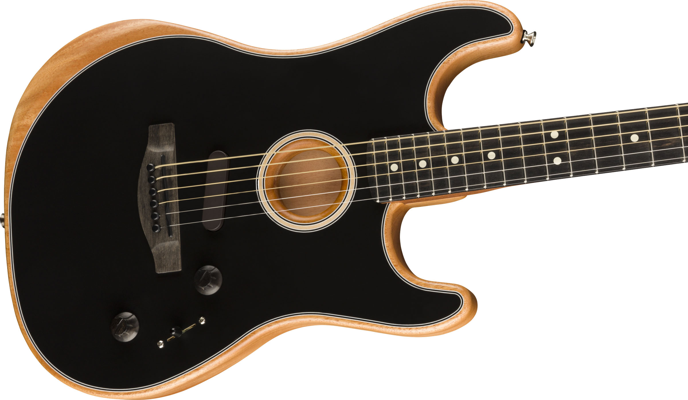 American Acoustasonic® Strat®, Ebony Fingerboard, Black - Image 4