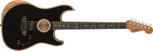 American Acoustasonic® Strat®, Ebony Fingerboard, Black - Image 2