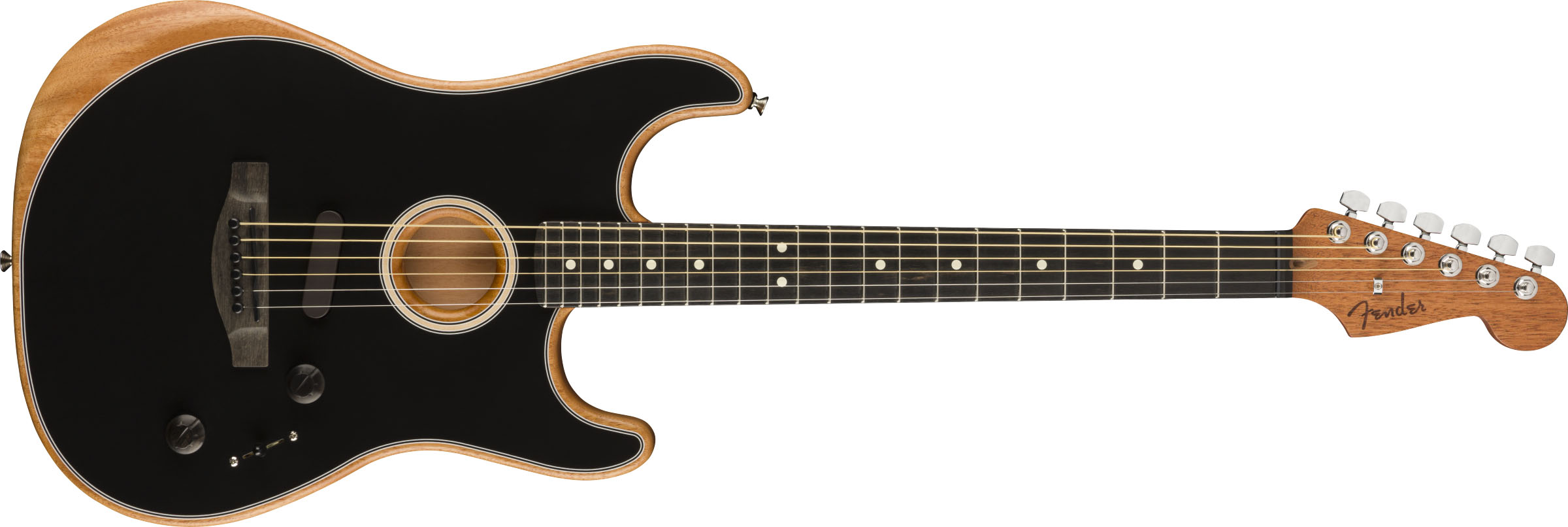 American Acoustasonic® Strat®, Ebony Fingerboard, Black - Image 2