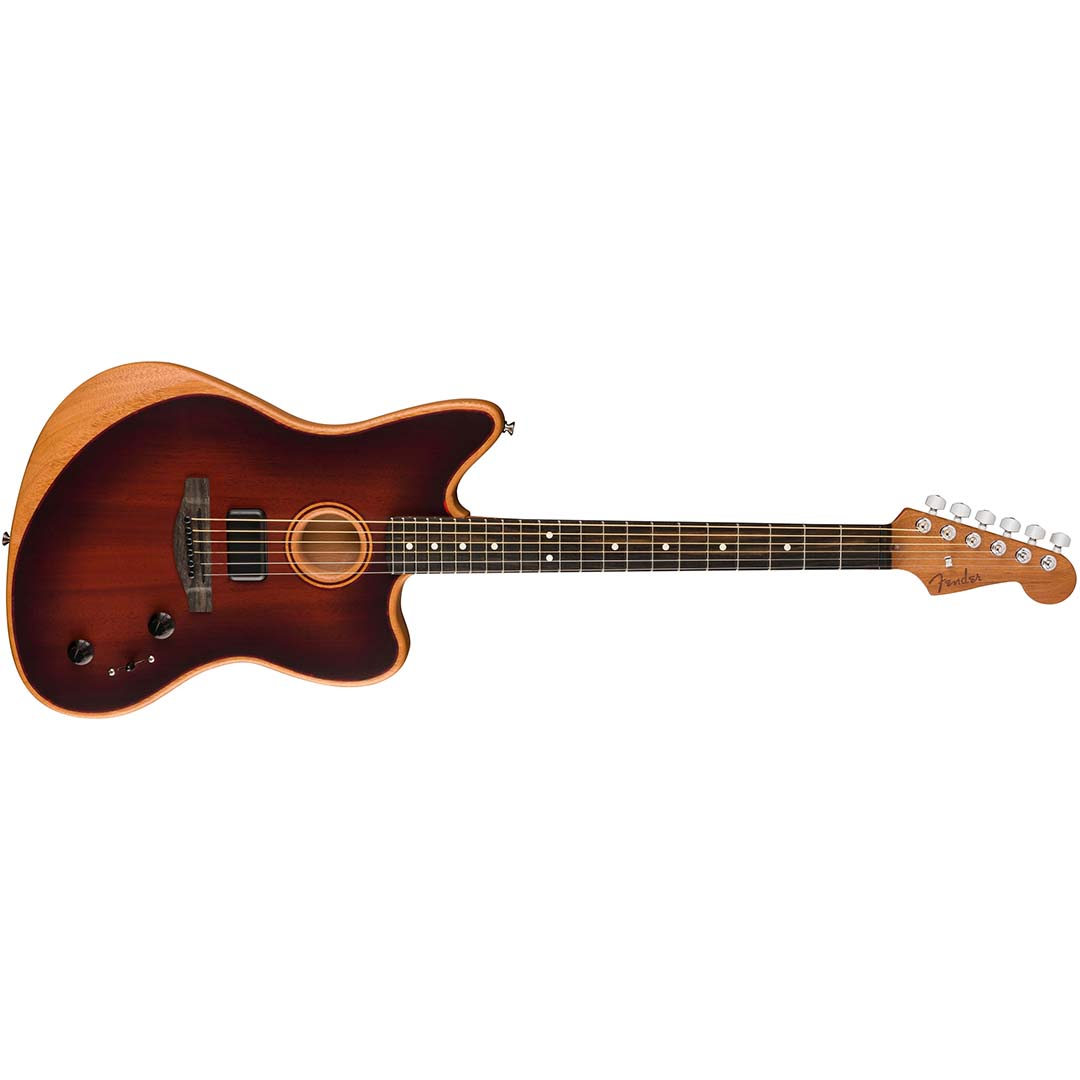 American Acoustasonic® Jazzmaster® All-Mahogany, Ebony Fingerboard, Bourbon Burst - Image 4
