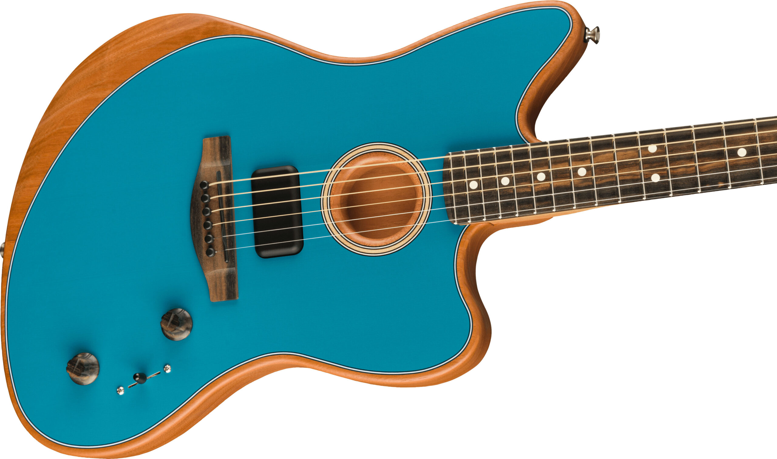 American Acoustasonic® Jazzmaster®, Ocean Turquoise, Ebony Fingerboard - Image 4