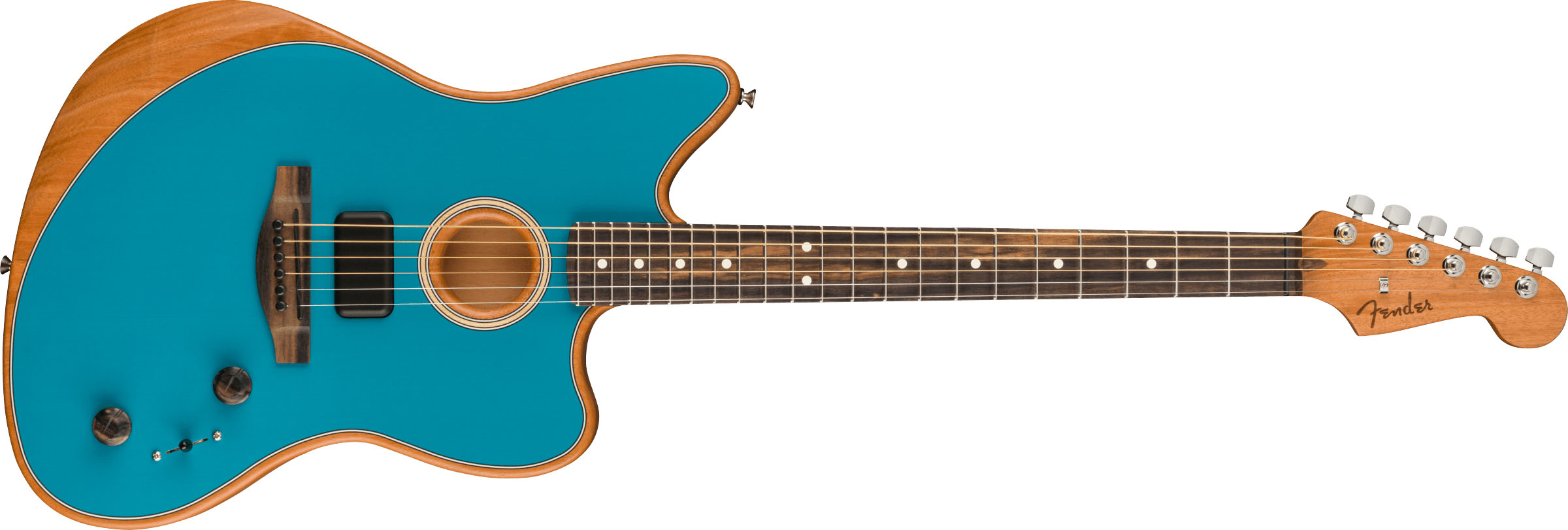 American Acoustasonic® Jazzmaster®, Ocean Turquoise, Ebony Fingerboard - Image 2
