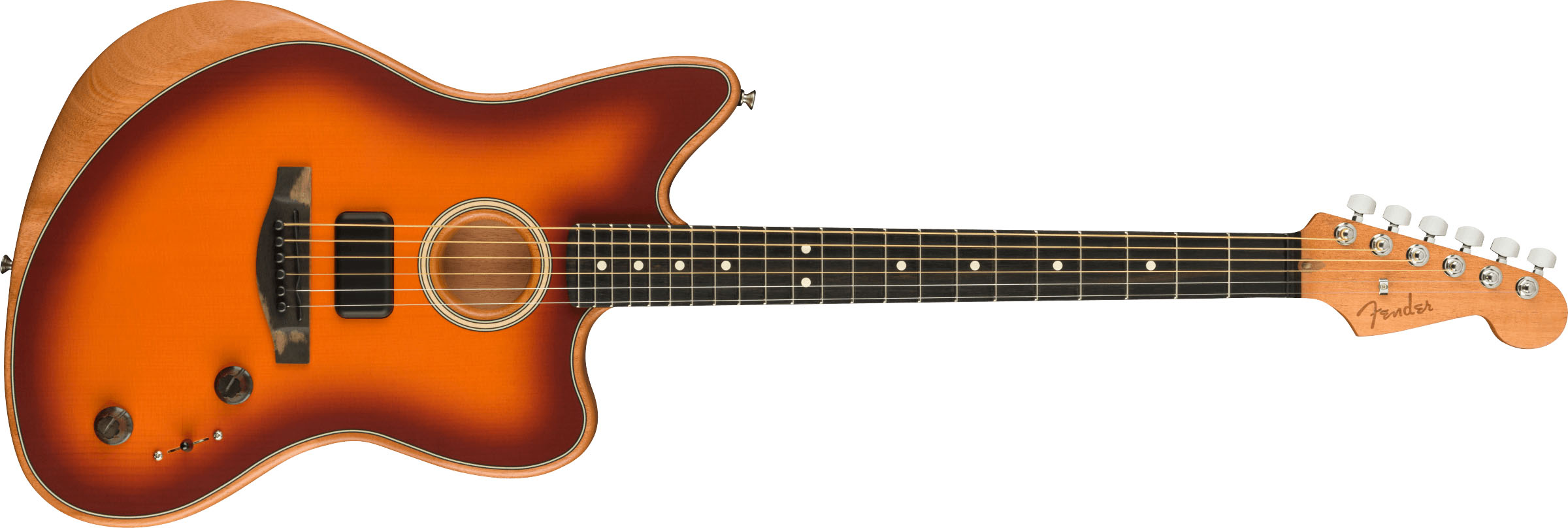 American Acoustasonic® Jazzmaster®, Tobacco Sunburst, Ebony Fingerboard - Image 2