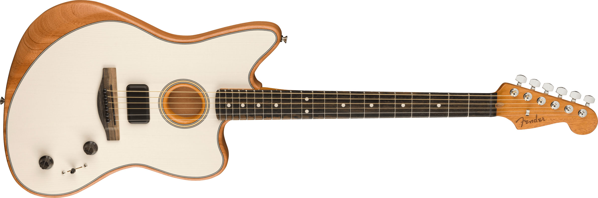 American Acoustasonic® Jazzmaster®, Arctic White, Ebony Fingerboard - Image 5