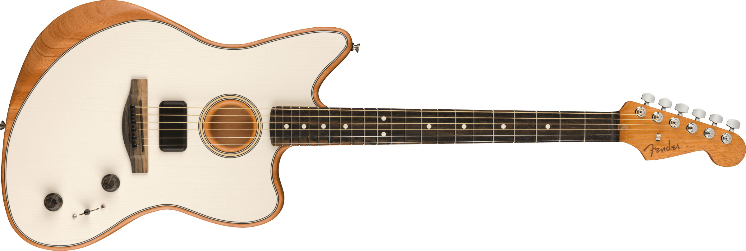 American Acoustasonic® Jazzmaster®, Arctic White, Ebony Fingerboard - Image 2