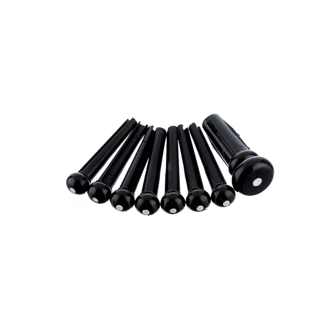 Bridge Pin Set, Black with White Dot (7)
