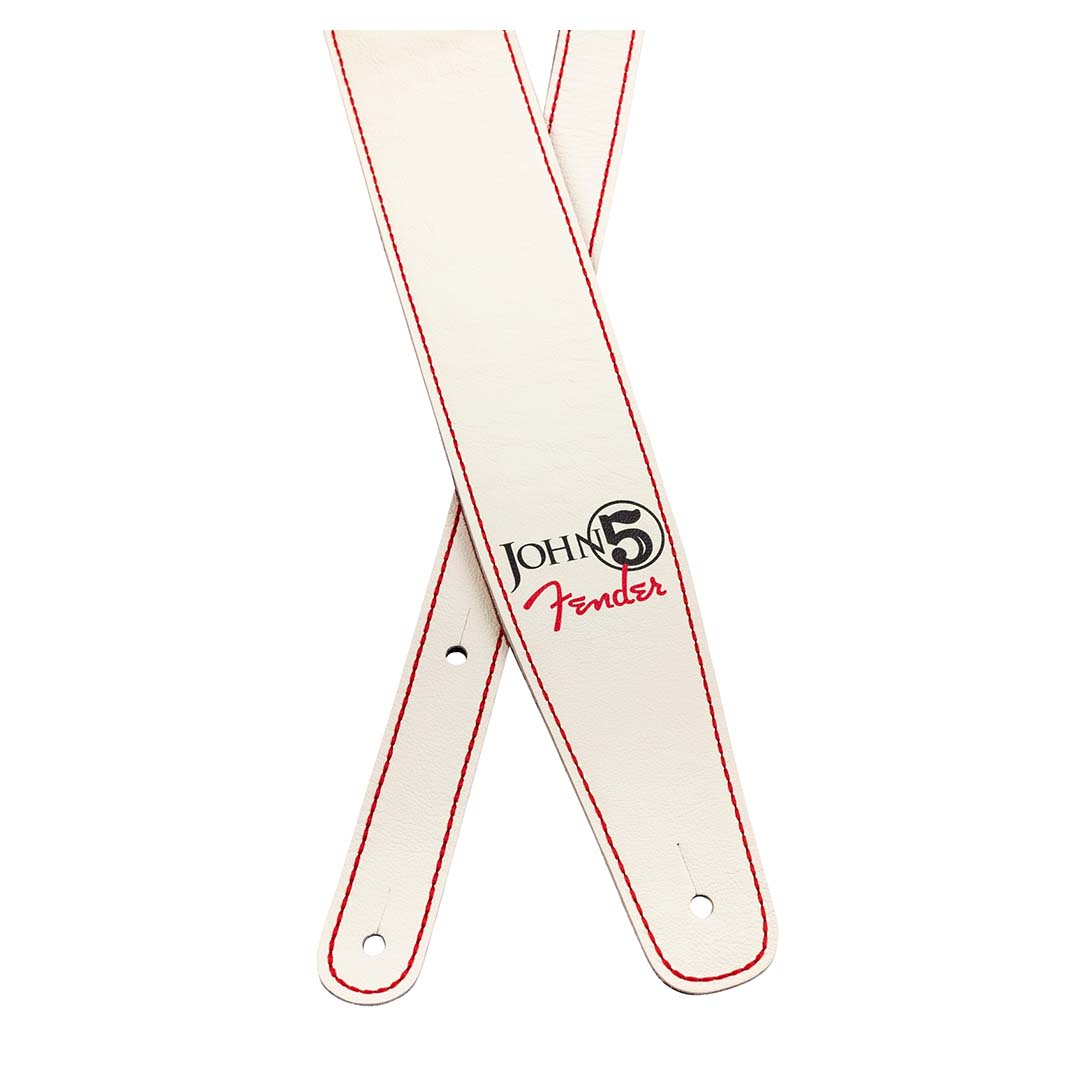 John 5 Leather Strap, White and Red - Image 2