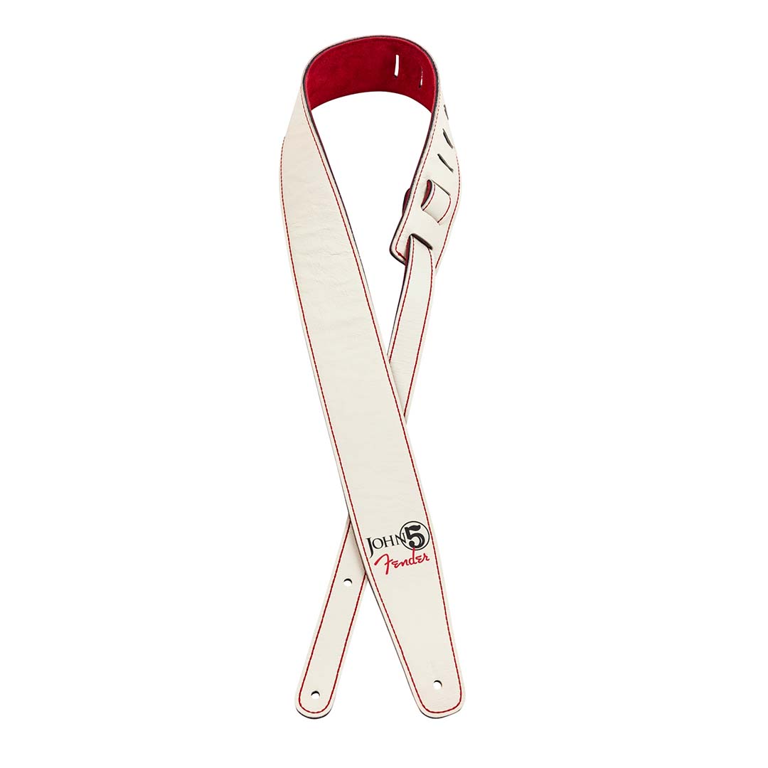 John 5 Leather Strap, White and Red