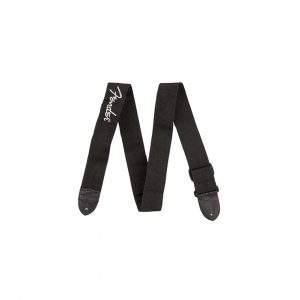 Fender® Logo Strap, Black/Gray Logo, 2"