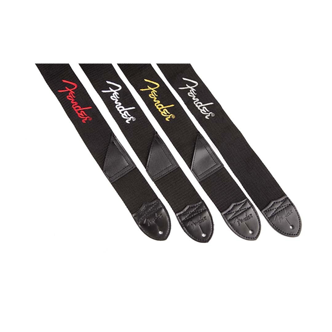 Fender® Logo Strap, Black/Yellow Logo, 2" - Image 3
