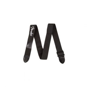 Fender® Logo Strap, Black/White Logo, 2"