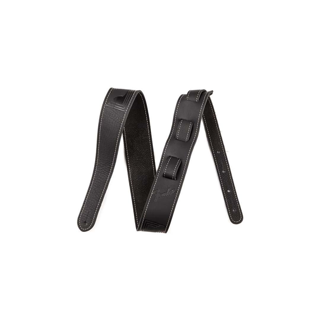 Monogrammed Leather Strap, Black, 2"