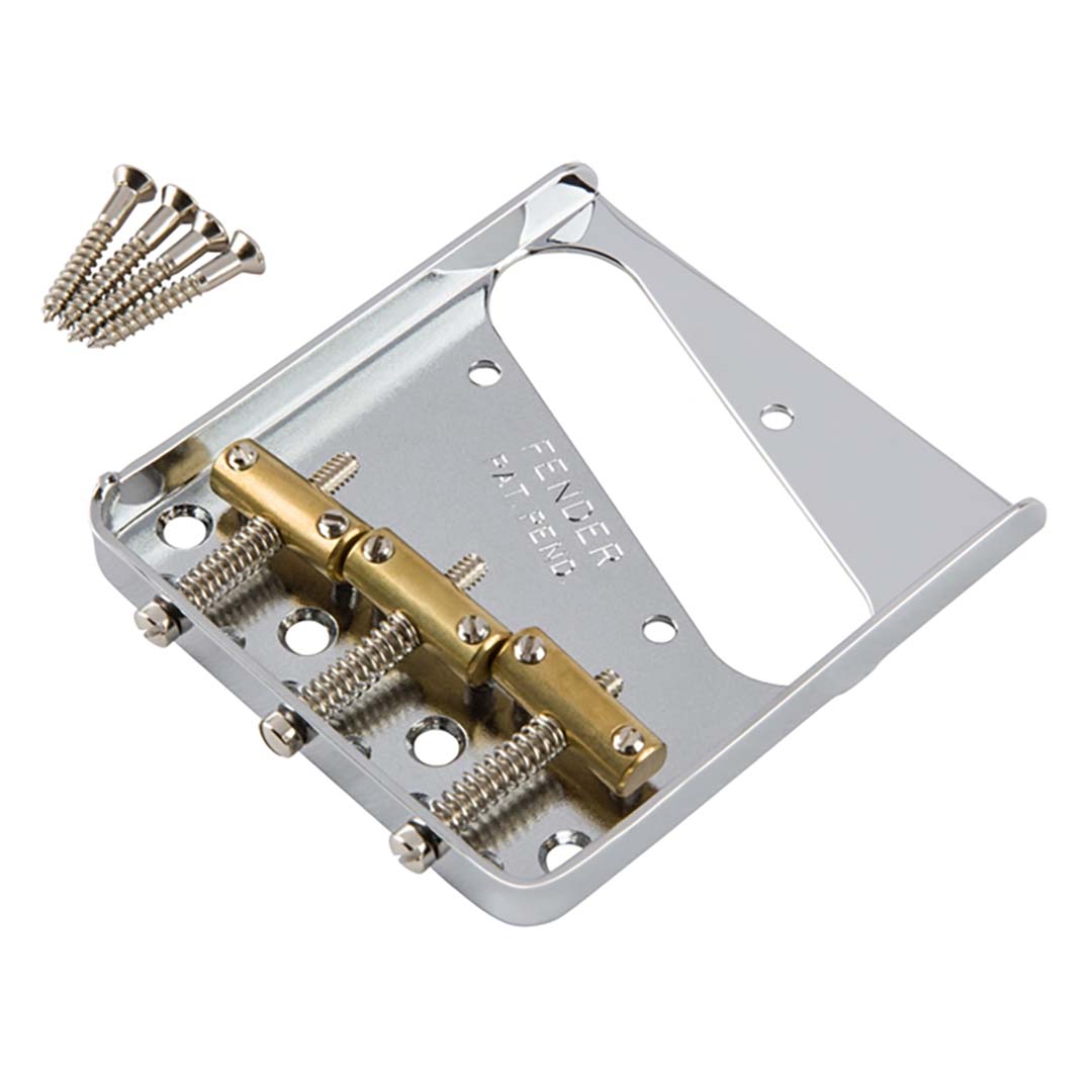 3-Saddle American Vintage Telecaster® Bridge Assembly with Brass Saddles (Chrome) - Image 2
