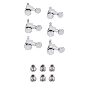 Fender® Staggered Locking Tuners with Vintage-Style Buttons, Polished Chrome (6)