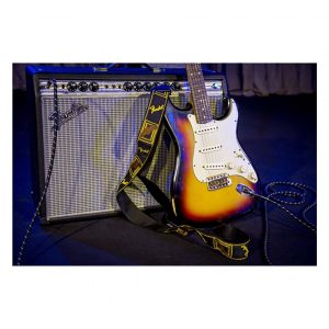 Monogrammed Strap, Black/Yellow/Brown, 2"