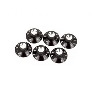 Pure Vintage Black/Silver Skirted Amplifier Knobs, (6)
