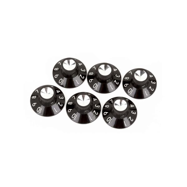 Pure Vintage Black/Silver Skirted Amplifier Knobs, (6)