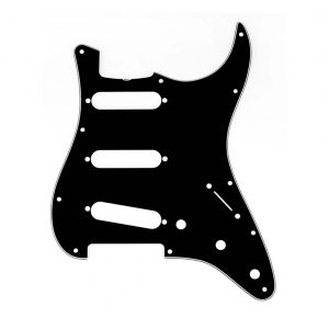 Pickguard, Stratocaster® S/S/S (with Truss Rod Notch), 11-Hole Vintage Mount, Black, 3-Ply